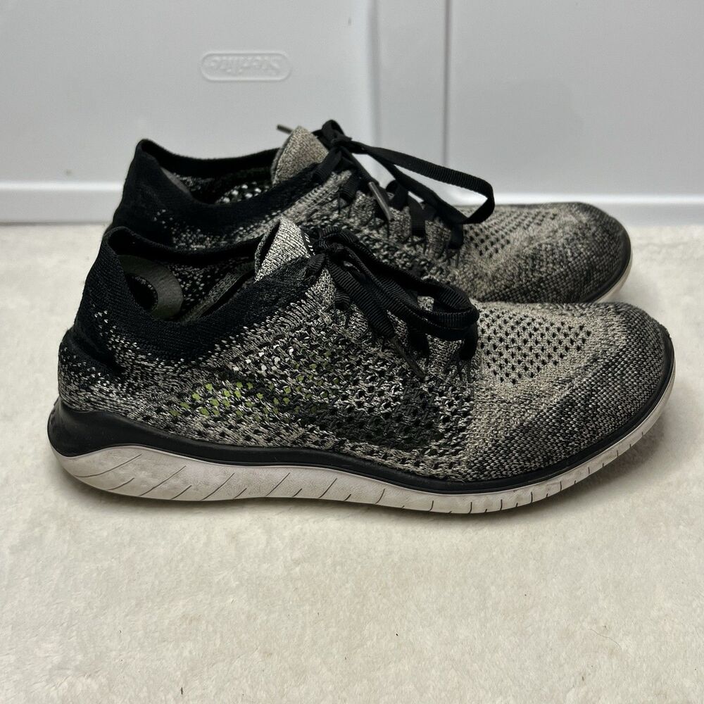 Nike Free RN Flyknit 2018 Oreo Shoes Women's 8.5 Black Running Athletic Sneakers